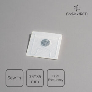 Dual-Frequency UHF + NFC Sew-In RFID Laundry Label 35×35mm