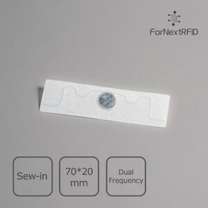 Dual-Frequency UHF + NFC Sew-In RFID Laundry Label 70×20mm
