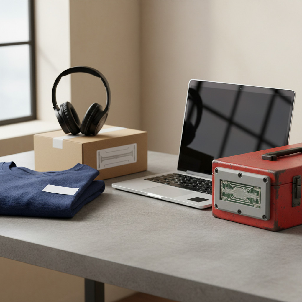 RFID tag on clothing, electronics, and industrial equipment