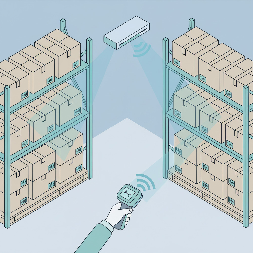 RFID warehouse smart tracking illustration