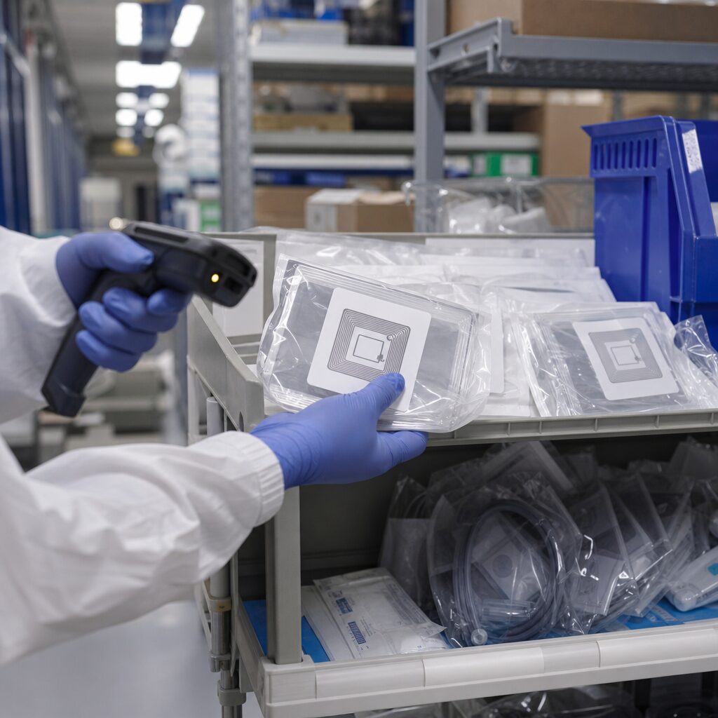 Healthcare environment showing RFID system in use