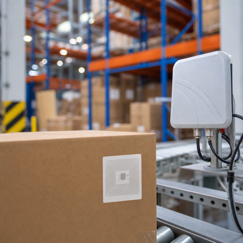 Diagram illustrating RAIN RFID standards enhancing supply chain efficiency