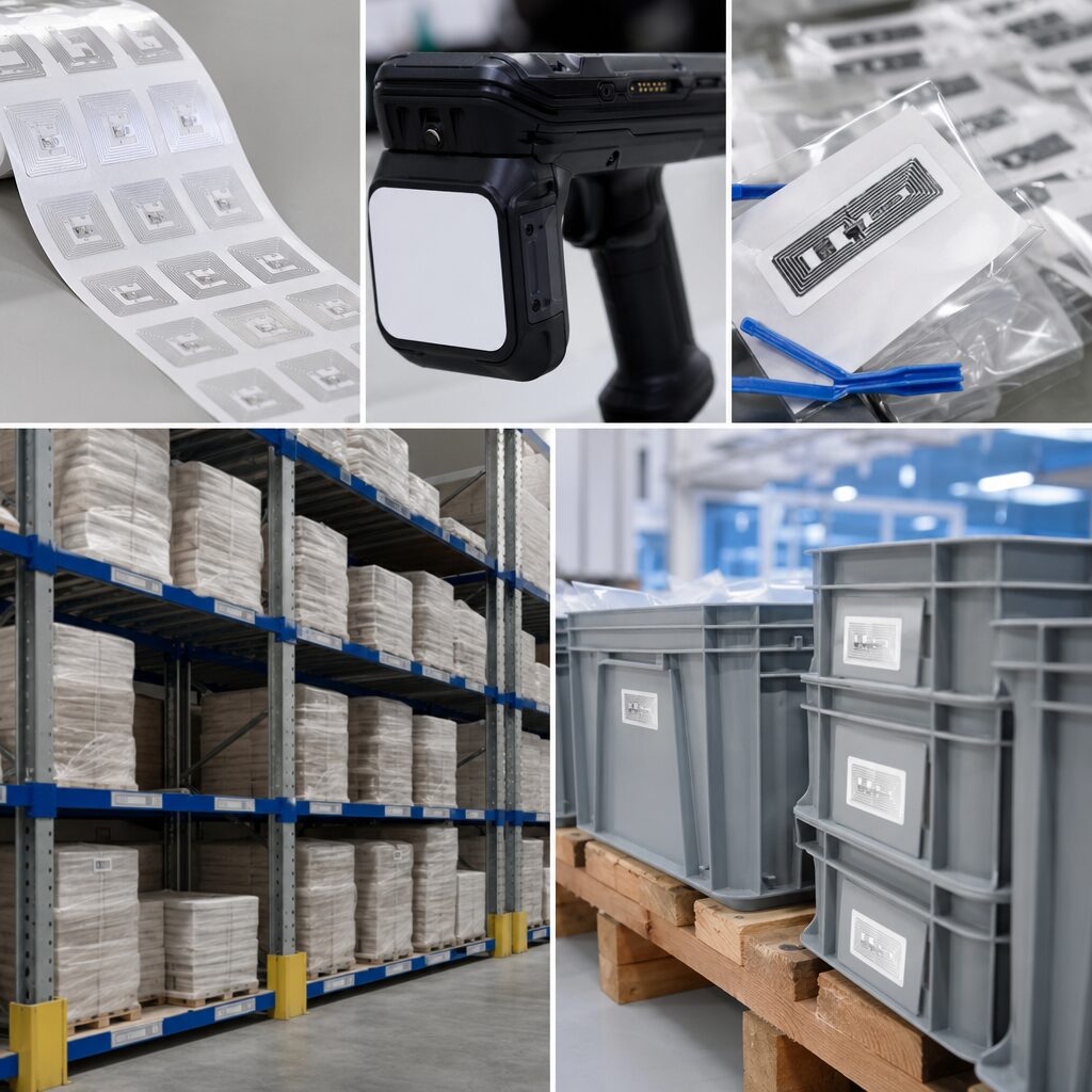 Healthcare professional using RFID technology to track medical equipment