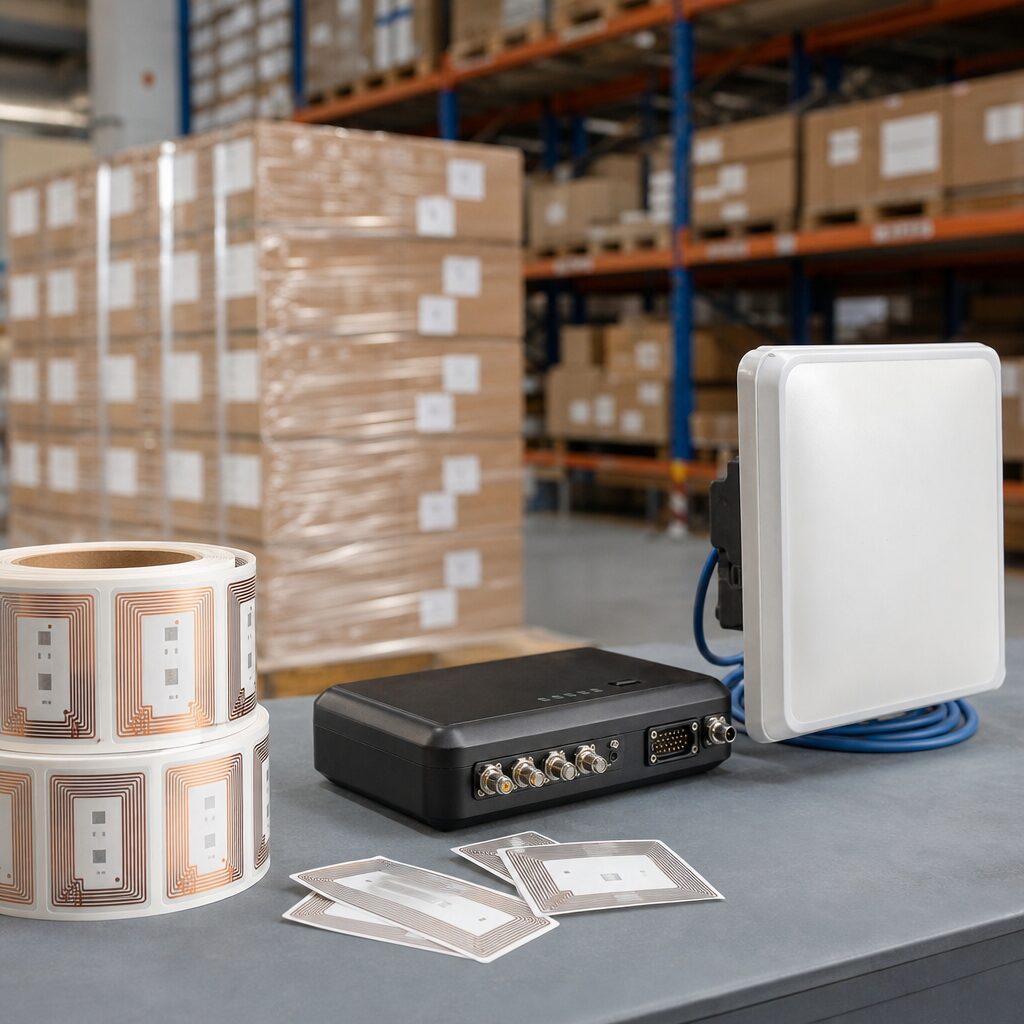 RFID reader setup in a dense warehouse environment