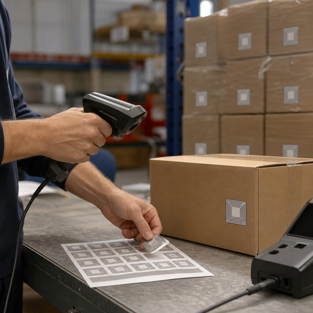 Diagram illustrating RFID encoding workflows in logistics